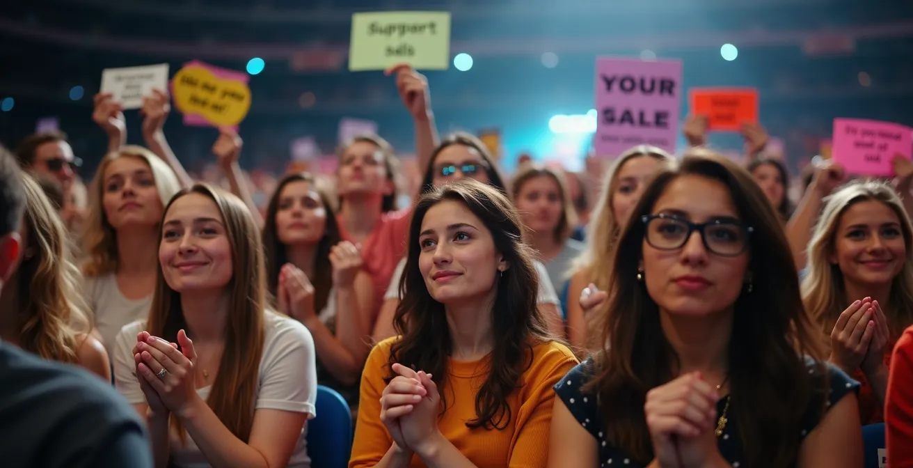 Silhouettes de fans tenant des bannières colorées lors d'une cérémonie d'adieu émouvante