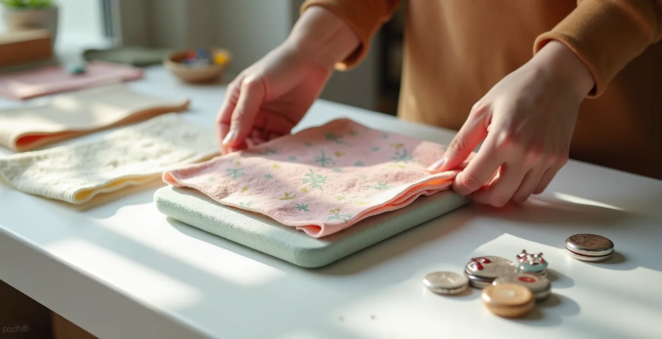 Insert d'Itabag avec tissu décoratif et système d'aimants pour fixer les objets sans percer