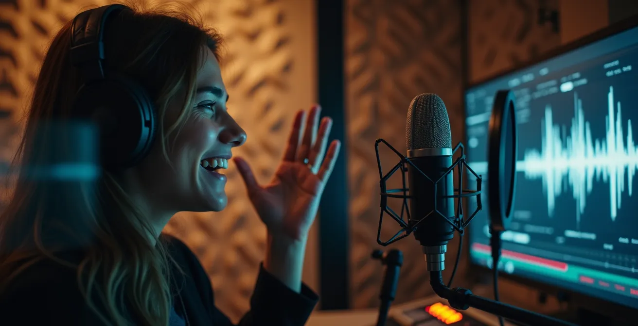 Ambiance d'un studio d'enregistrement professionnel pour doublage d'anime